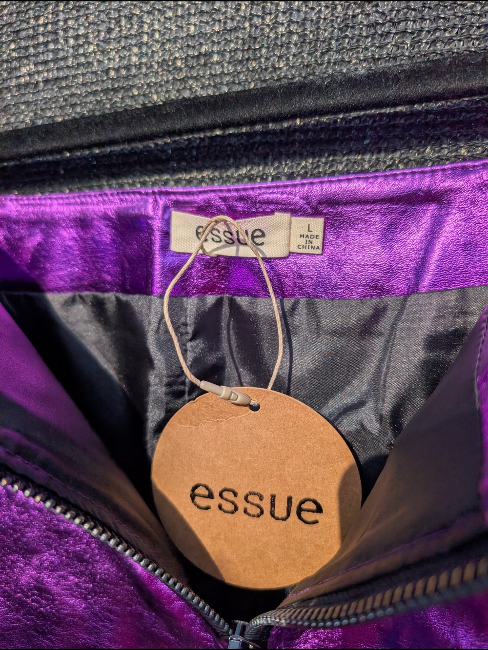 Metallic Purple Or Orange Zip-Front Mini Skirt - Picture 6 of 10